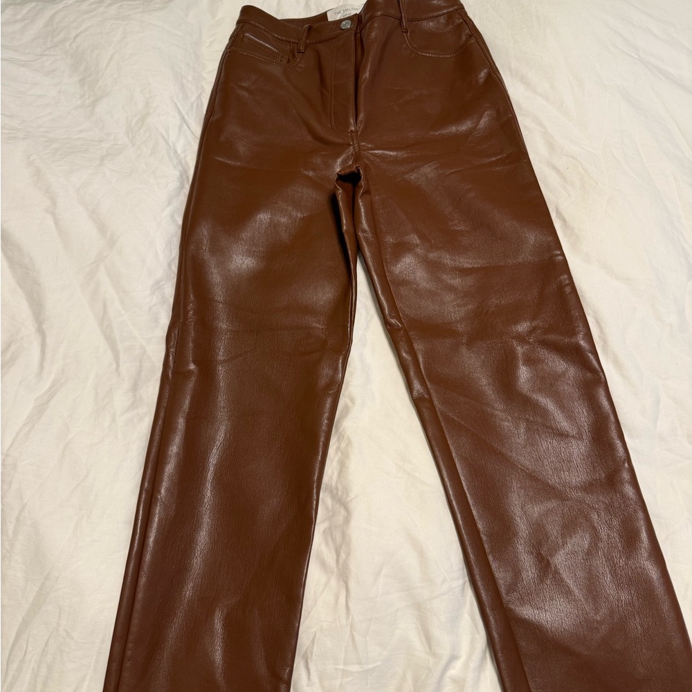 Aritzia Wilfred Melina Brown Leather Pants